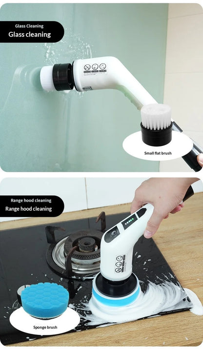 Electric Cleaning Brush:9-in-1 Head,Rotates Flexibly Multifunction Tool for Bathroom, Floors, Corner Gaps and Shower Room Glass Beauty World Shop