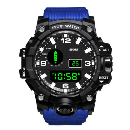 Fashion Men's Watch Sports Electronic Wristwatch Large dial Multifunctional Waterproof Luminous Alarm Kids Male's Military Watch Beauty World Shop