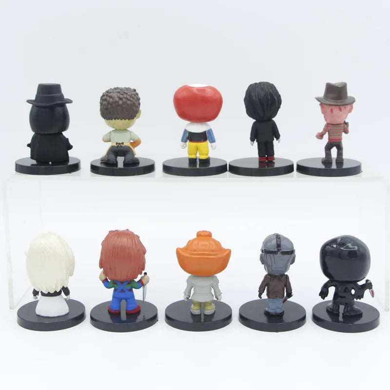 10 Pieces / Set Horror Film Series Jason Freddy Clown Action Figure Toys PVC Model Halloween Gift Vinyl Figurine Doll Gift Beauty World Shop