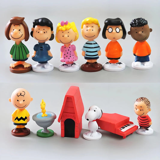 12pcs Cartoon Peanuts Snoopy Charlie Sally Woodstock Kawaii Anime Mini Figure Model Toys Cake Decoration Collection Gift Beauty World Shop