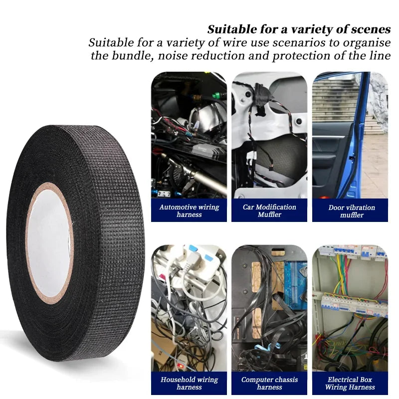 Electrical Insulating Tape Heat Resistant Harness Tape 9/15/50MM Car Cable Harness Wiring Loom Protection Waterproof Tape Beauty World Shop