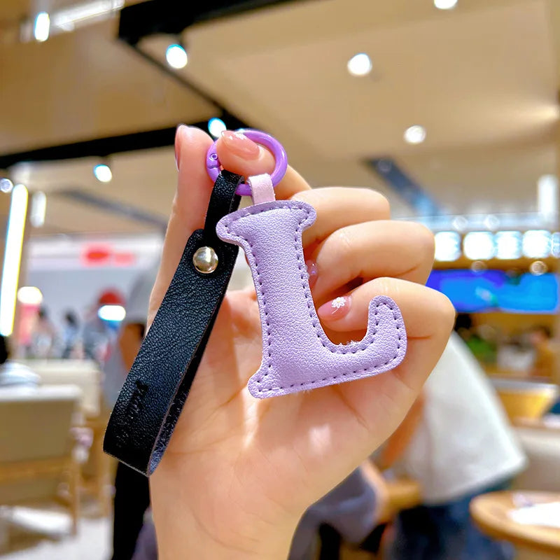 Creative PU Leather 26 Letter Keychains Fashion Alphabet Keyrings Handbag Ornaments Pendant Car Key Holder Accessories Gifts Beauty World Shop
