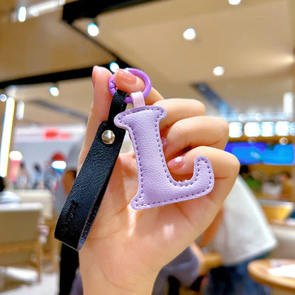 Creative PU Leather 26 Letter Keychains Fashion Alphabet Keyrings Handbag Ornaments Pendant Car Key Holder Accessories Gifts Beauty World Shop