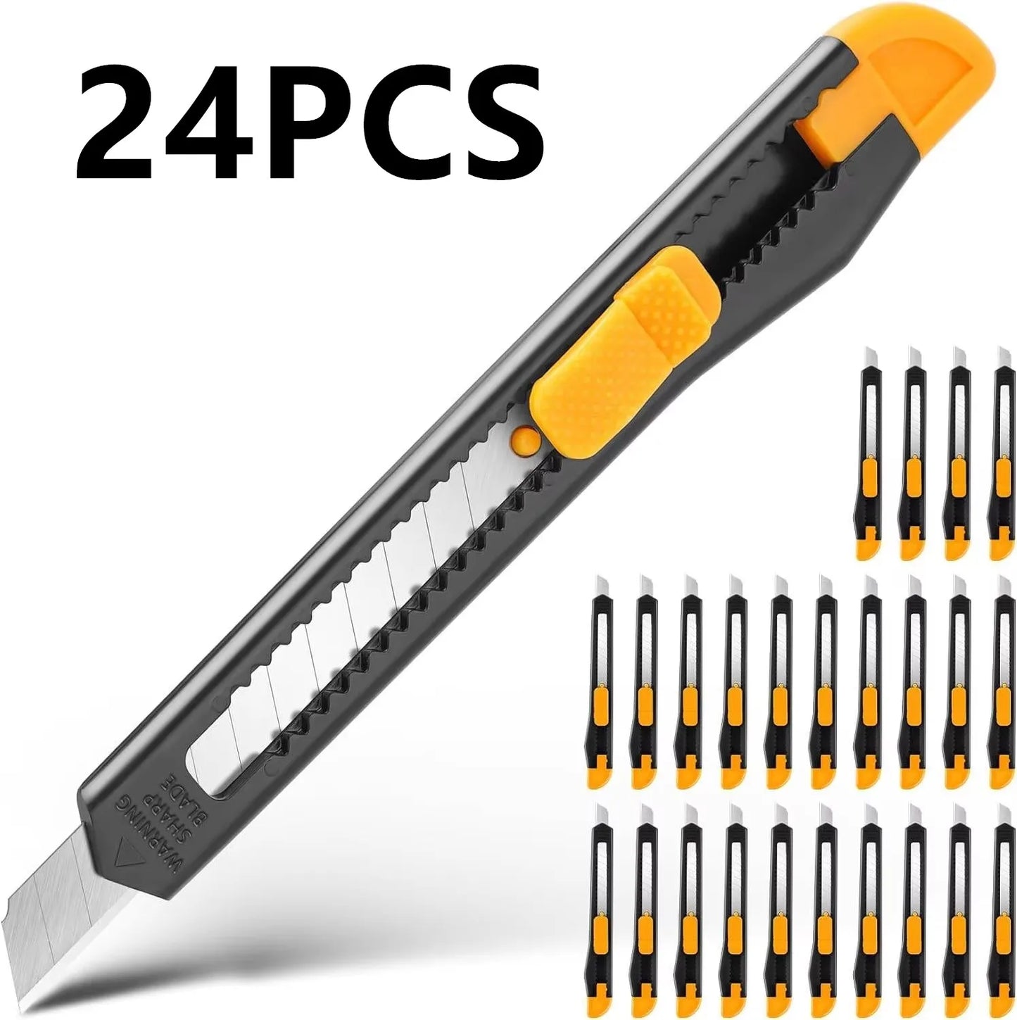 Cortador de caixa retrátil, 4/24 pacotes, faca utilitária, lâminas de pressão de 9mm de largura, faca exacto para caixa de corte Beauty Trend Shop
