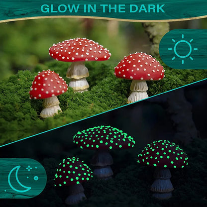 Mini Glow In The Dark Mini Mushroom Ornament Resin Crafts Fairy Garden Miniatures Terrarium Figurines Decor DIY Dollhouse Beauty World Shop
