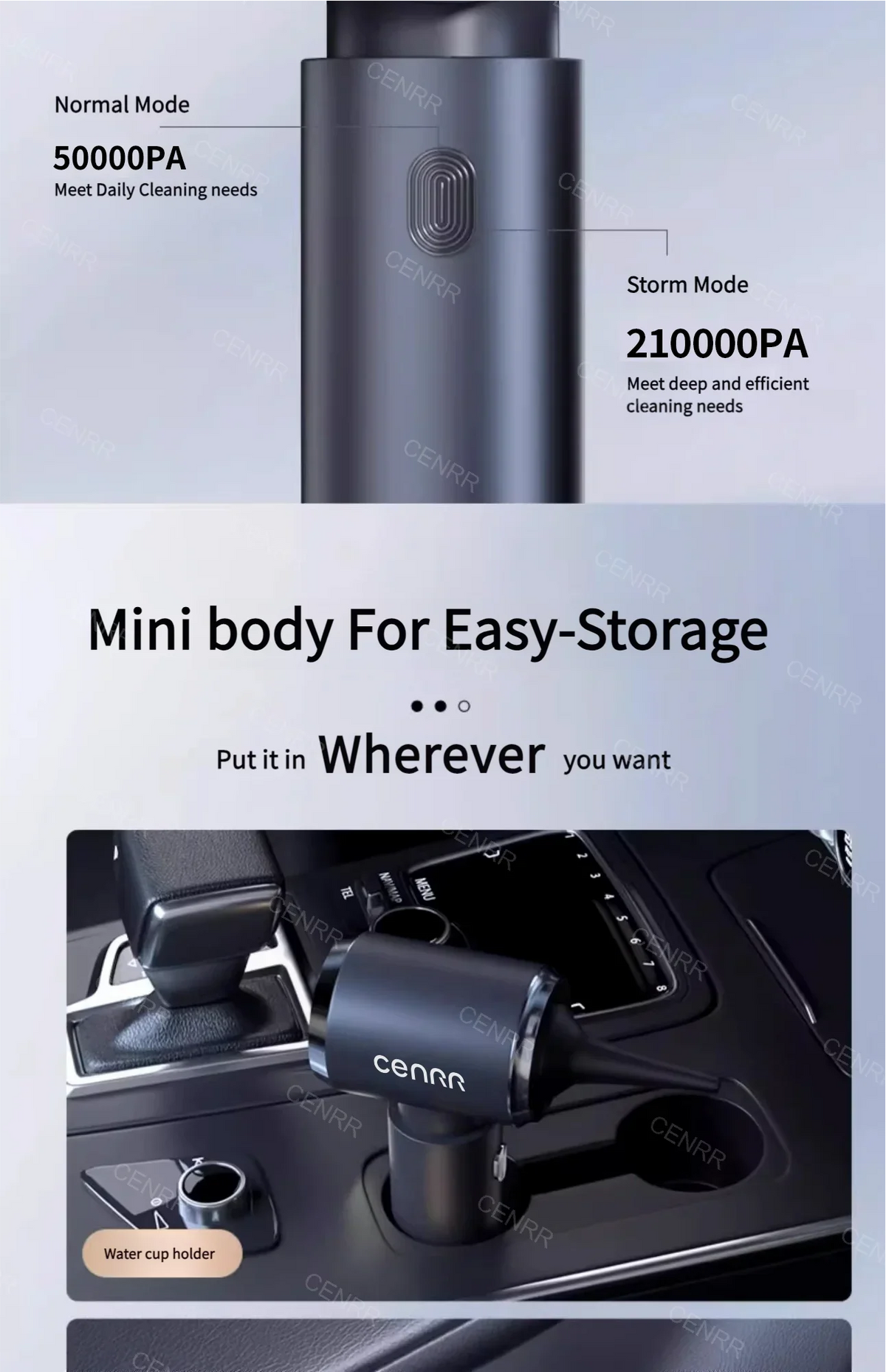 CENRR Car Vacuum Cleaner High Suction 210000PA Wireless Vacuum Cleaner Cordless Vacuum Cleaner High Pressure Cleaning Machine Beauty World Shop