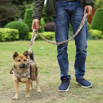 Military Tactical Dog Leash Training Adjustable Quick Release Elastic Leads Rope With 2 Control Handle For Medium And Small Dogs