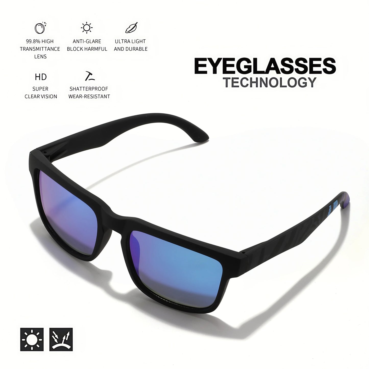 4PCS Square Sports Sunglasses with Designer Temple Pattern - UV400 for Men Women, Beach Vacation Beauty World Shop