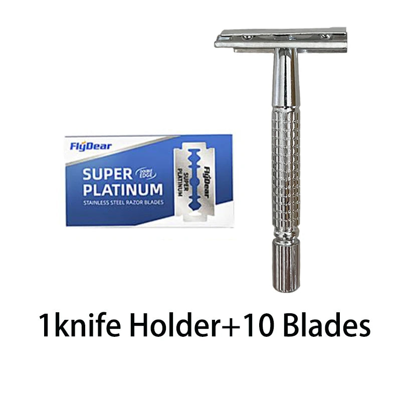 Stainless steel double-sided shaver, men's shaver, sharp blade replaceable, old-fashioned shaver,suitable for hair removal Beauty World Shop