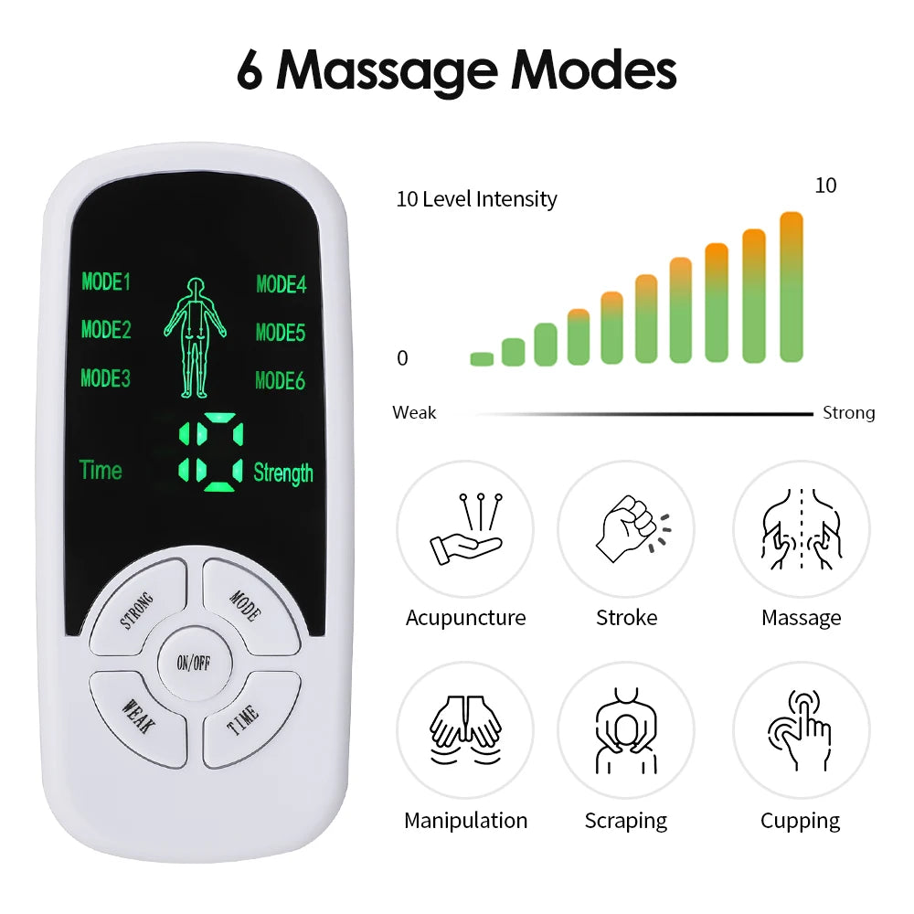 HOMEFISH Muscle Therapy Stimulator 6 Modes Tens Unit Machine Meridian Physiotherapy Pulse Abdominal Prostate Body Massager Beauty World Shop