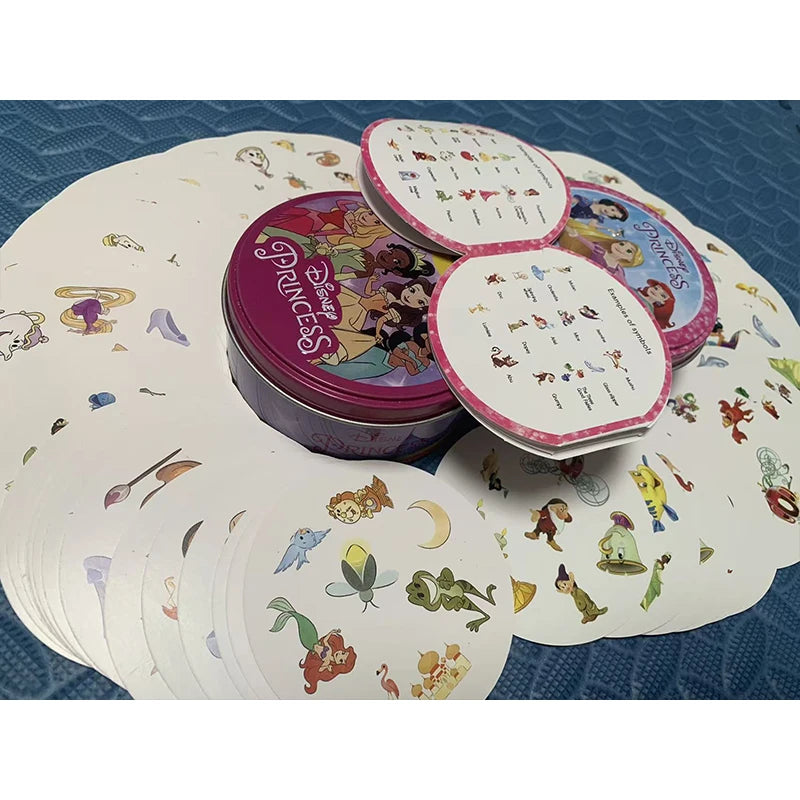 Disney Card Board Game 100th Anniversary Iron Box Card Frozen Princess 2 to 8 Player Family Holidays Camping Christmas Kids Gift Beauty World Shop