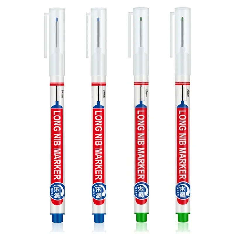 4Pcs/Set 20mm Deep Hole Long Nib Head Markers For Metal Perforating Pen Waterproof Bathroom Woodworking Decoration Multi-Purpose Beauty World Shop