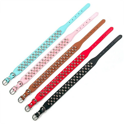 Adjustable Leather Pet Dog collar Neck Strap Supplies PU Leather Punk Rivet Spiked Dog Collar Pet Collars For Small Dog Cat Beauty World Shop
