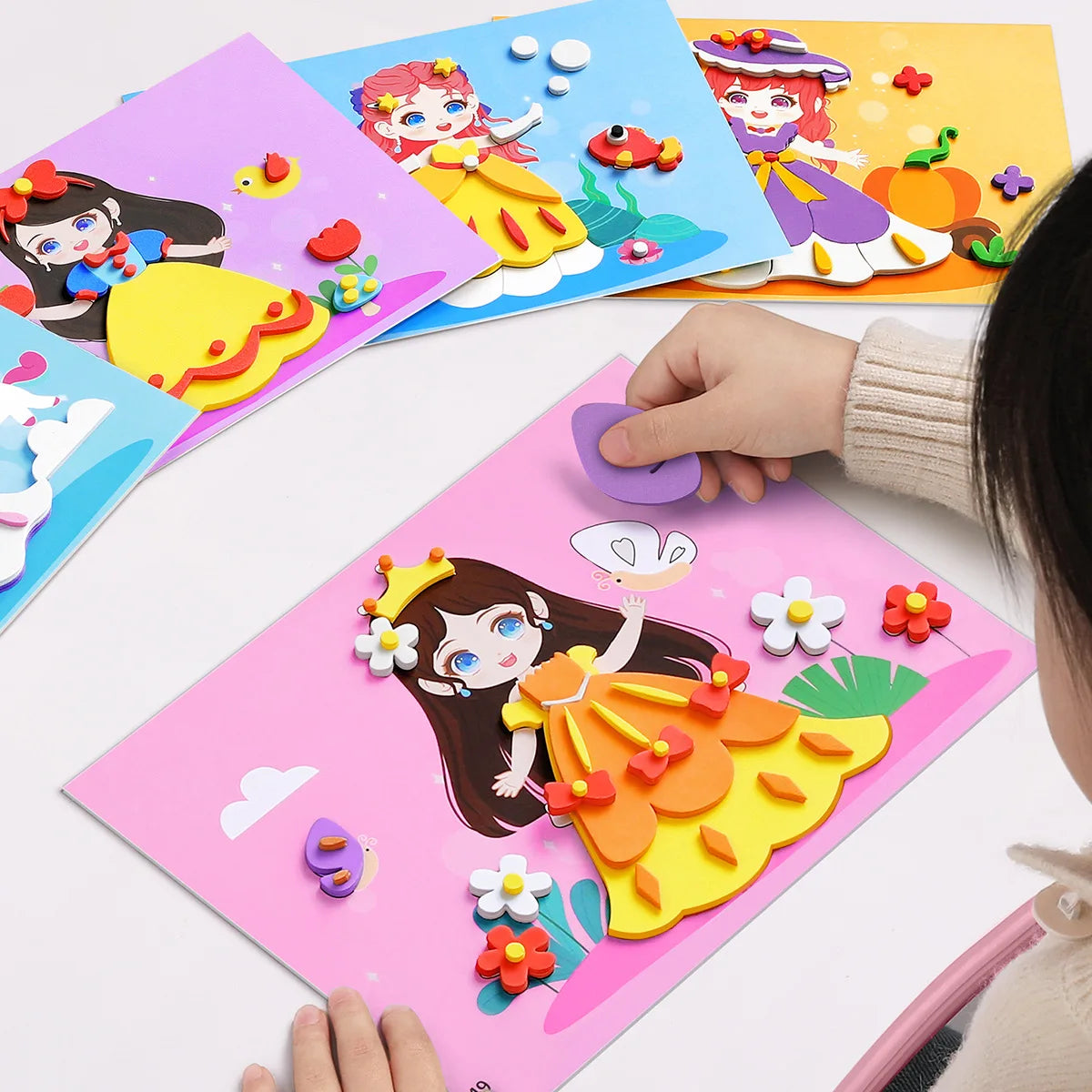 6pcs/set 3D EVA Foam Sticker DIY Cartoon Princess Animal Puzzle for Children Kids Multi-patterns Styles Toys for Children Gift Beauty World Shop