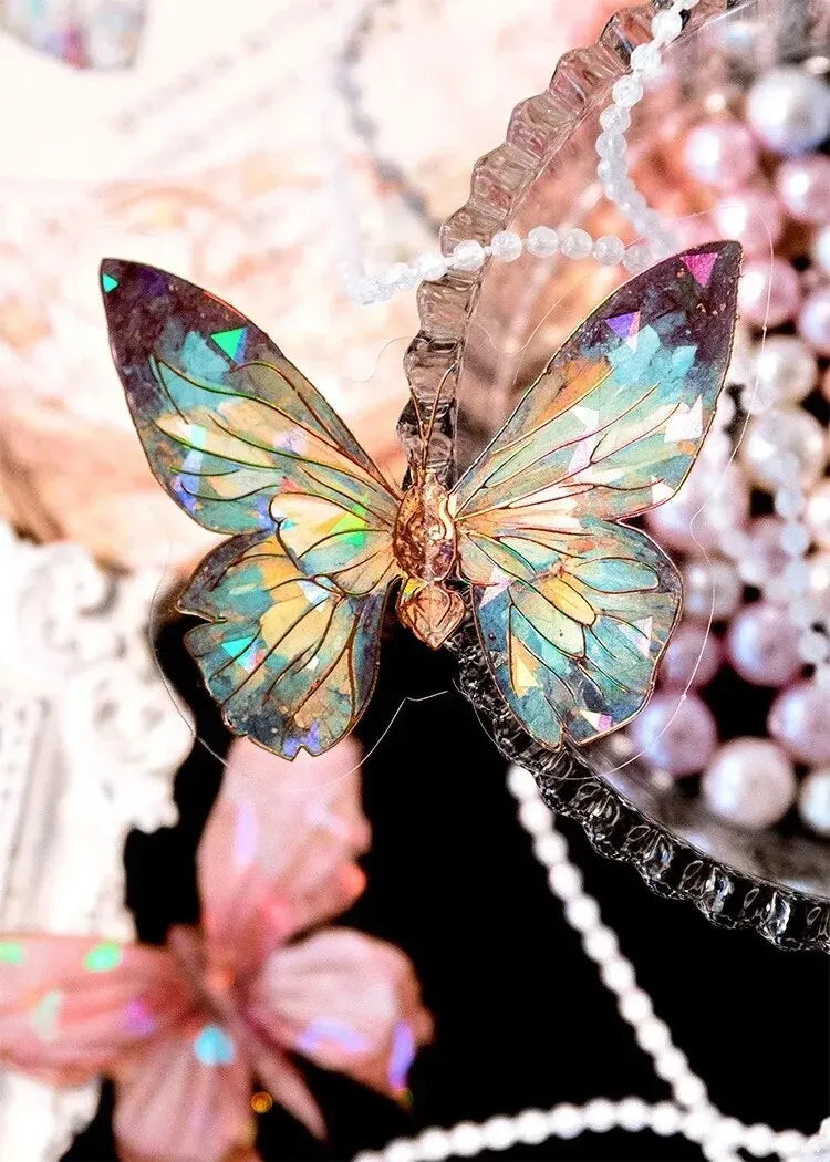 5Style 20pcs/pack INS Butterfly PET Sticker Pack Ice Crystal Laser Gold DIY Handbook Decoration 3D Scrapbook Beauty World Shop