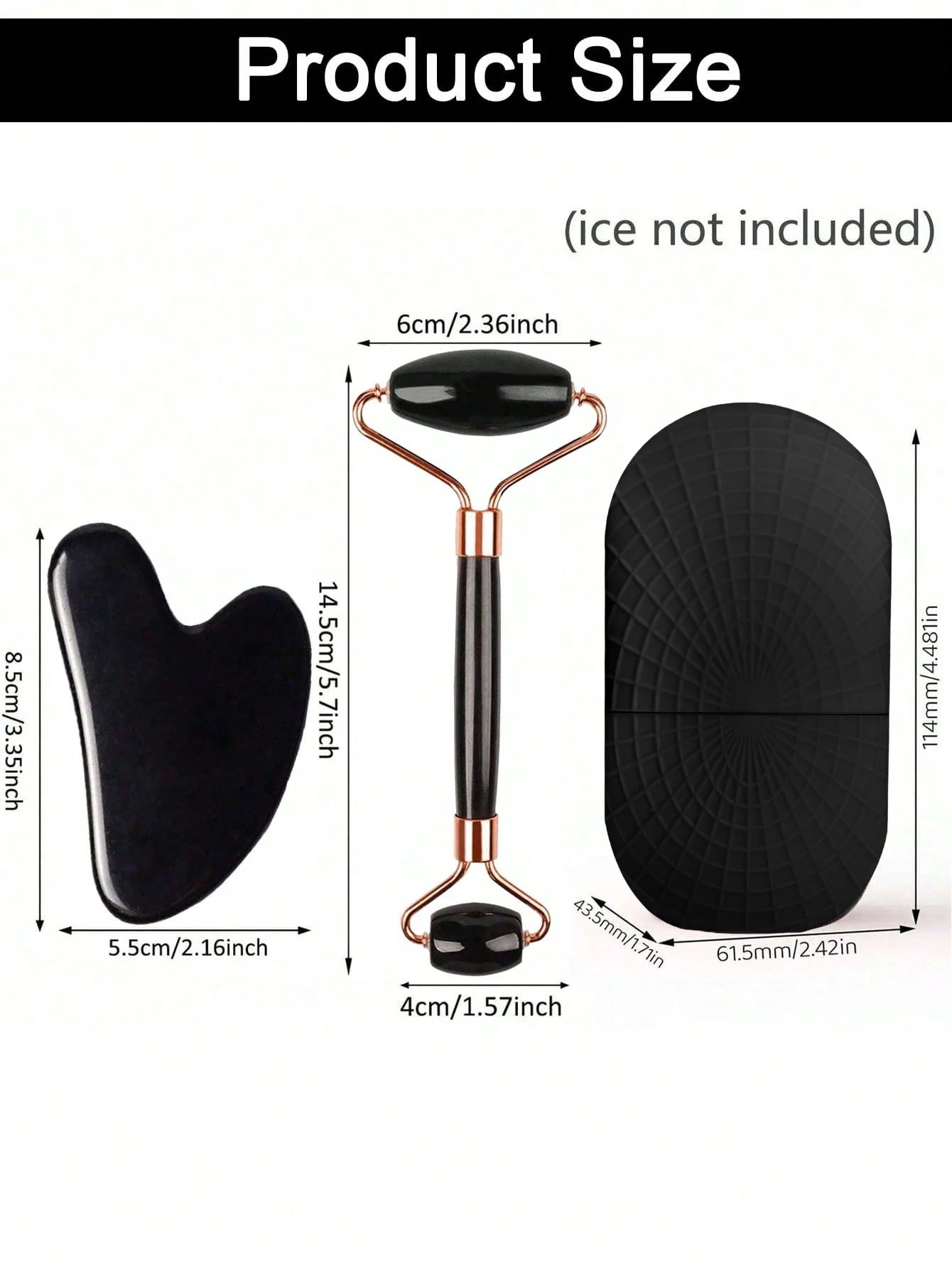 Three-piece ice surface roller set - Facial skin care ice roller set, facial massage tools, silicone ice surface roller, gua sha Beauty World Shop