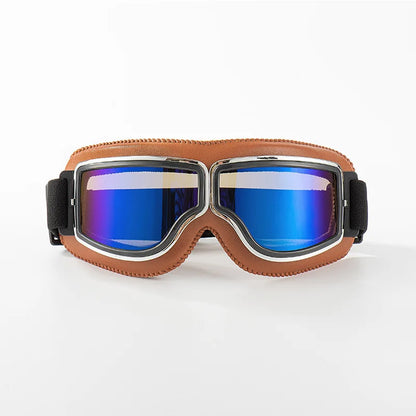 Motorcycle Glasses Windproof Motorcycle Helmet Glasses Sunglasses Retro Universal Folding Leather Retro Motorcycle Accessories Beauty World Shop