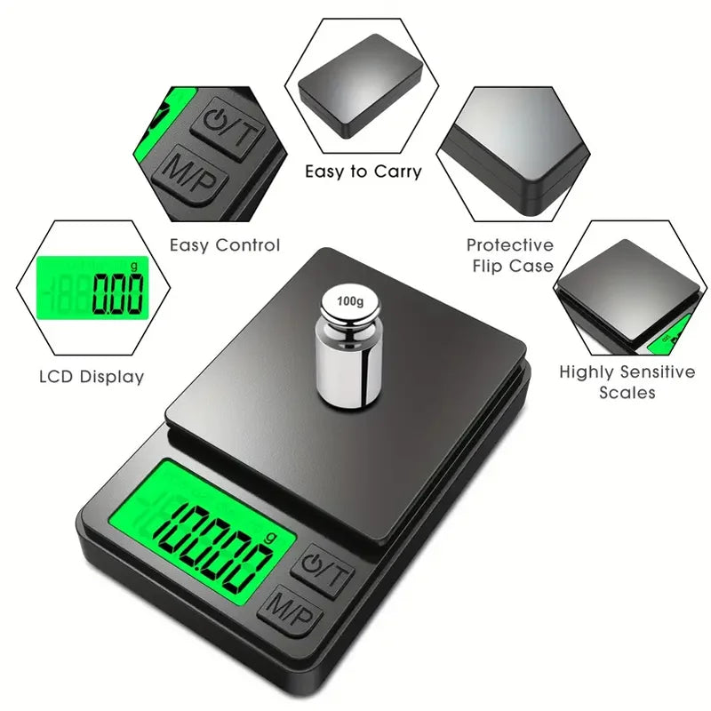 Precision Pocket Scale 1000g X 0.1g - Digital Gram, Food, Jewelry, Ounces/Grains Scale with Backlit LCD - Mini Scale for Travel Beauty World Shop