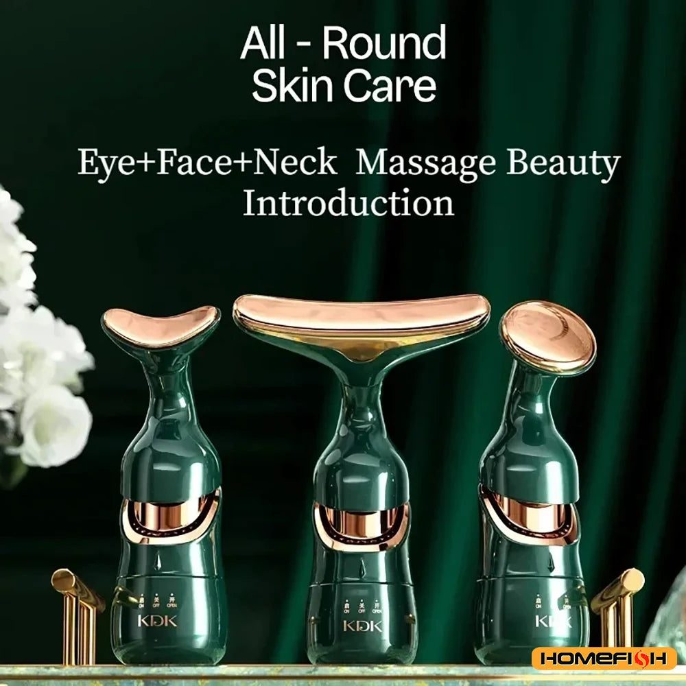 HOMEFISH 3 In 1 Facial Lifting Device Neck Facial Eye Massage Face Slimmer EMS Beauty Skin Tightening Wrinkle Anti Face Massager Beauty World Shop