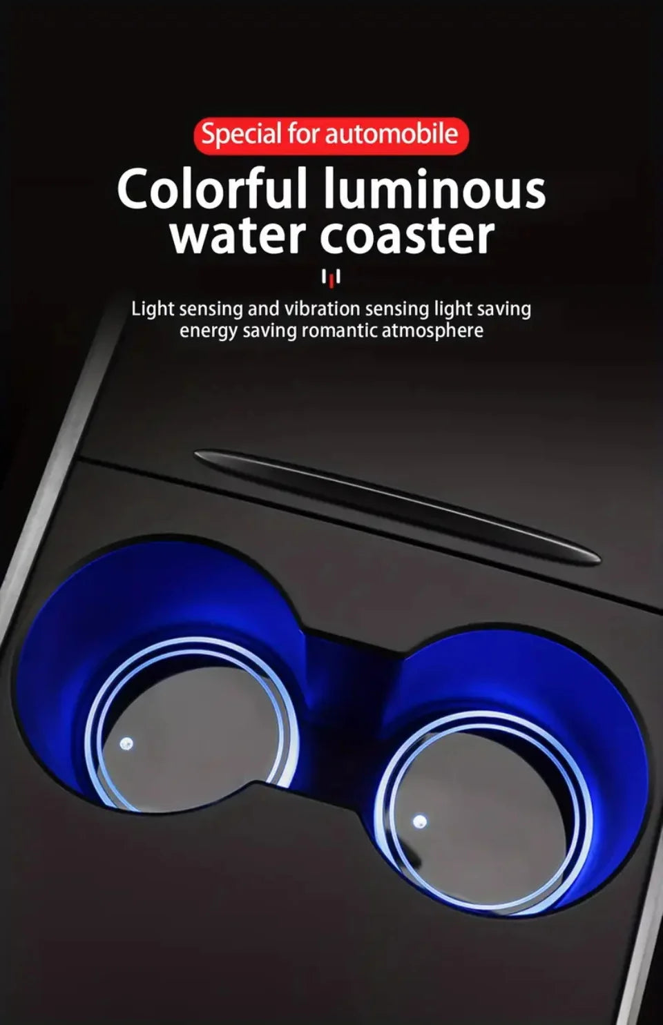 7 Colors Car Coasters Cup Holder LED Light Mats Bottle Light Sensor Atmosphere Interior Accessories Universal Beauty World Shop