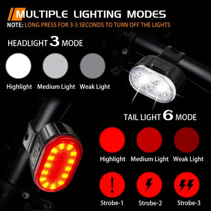 USB Rechargeable Bicycle Lights Bike Safety Warning Lamp Outdoor Waterproof Cycling Flashlight For Mountain And Road Bikes Beauty World Shop
