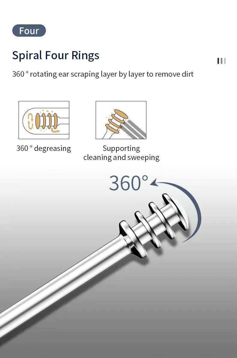 6Pcs/Set Ear Wax Pickers Stainless Steel Earpick Wax Remover Curette Ear Pick Cleaner Ear Cleaner Spoon Care Ear Clean Tool Beauty World Shop