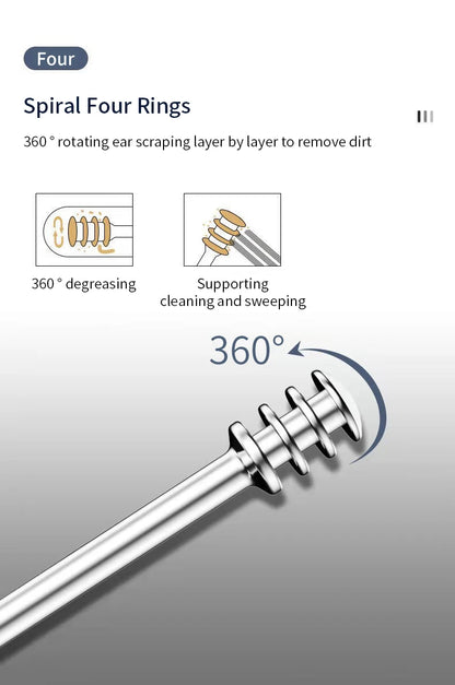 6Pcs/Set Ear Wax Pickers Stainless Steel Earpick Wax Remover Curette Ear Pick Cleaner Ear Cleaner Spoon Care Ear Clean Tool Beauty World Shop