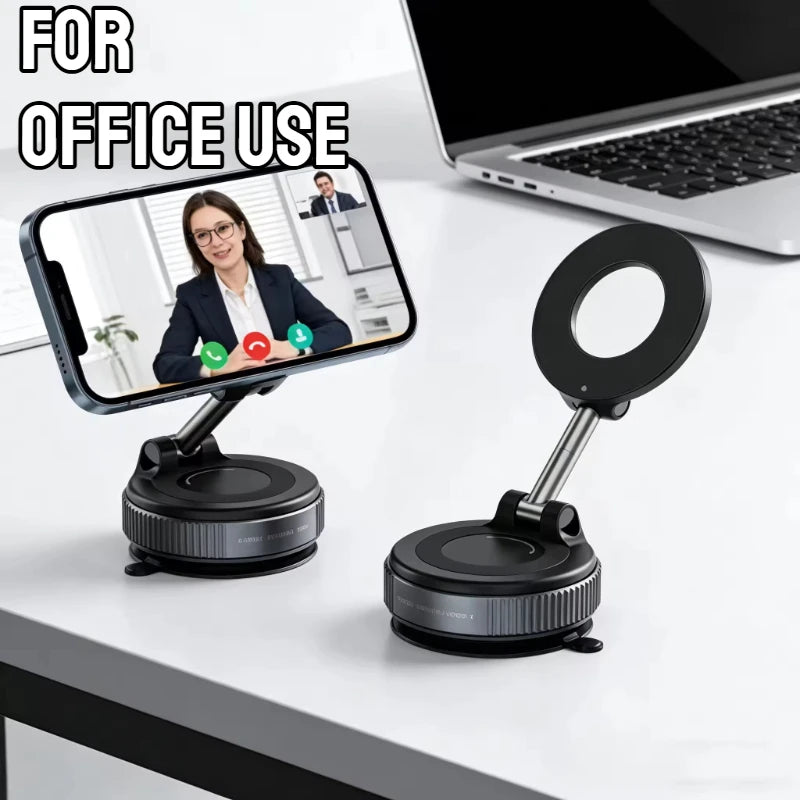 Upgraded Foldable Magnetic Car Phone Holder – N52 Magnet, 360° Rotatable, Dashboard Suction Cup, ABS, with Wrench & Mount Pad Beauty World Shop