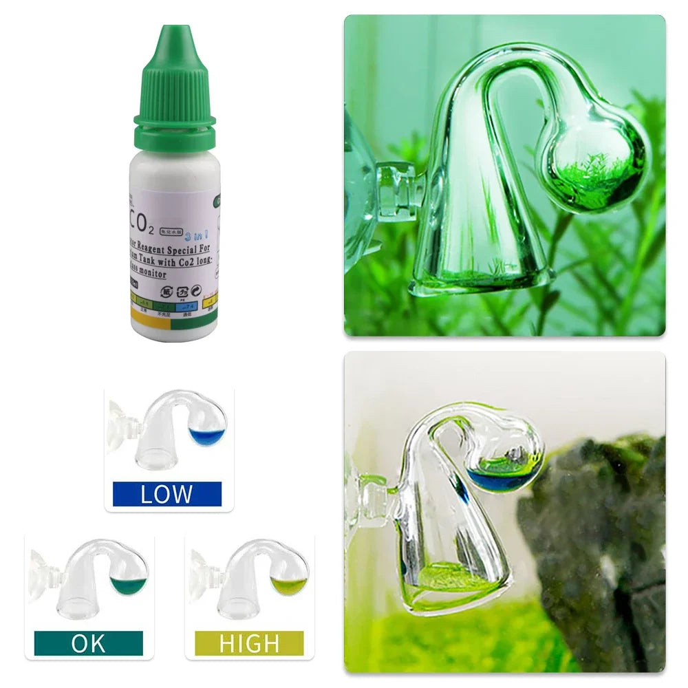 Aquarium CO2 Indicator Solution Monitor Plants Grass CO2 System Concentration Fish Tank Glass Liquid Tester Fluid Drop Checker Beauty World Shop