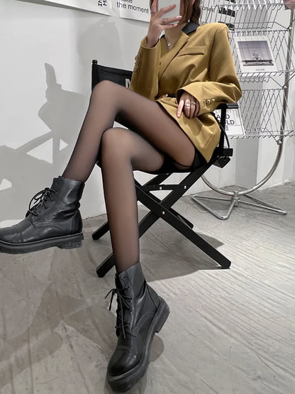 Women Thermal Leggings Winter Warm Sexy Elastic Translucent Pantyhose Female Fleece Thermal High Waist Slim Thicken Tight Pants Beauty World Shop
