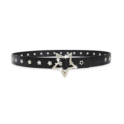 Fashion Punk style star buckle decorative belt with multiple holes small star shaped eyes multifunctional Jeans belt For Women Beauty World Shop
