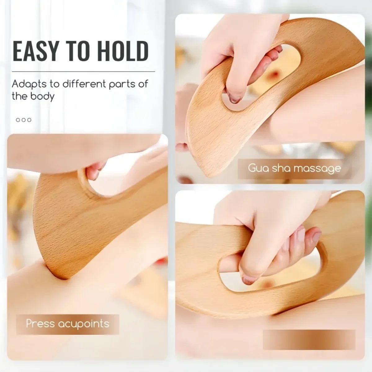 Lazy People Moon Shape Wooden Guasha Board Lymphatic Massager for Full Body Relaxation Neck Muscle Release Natural Beechwood Beauty World Shop
