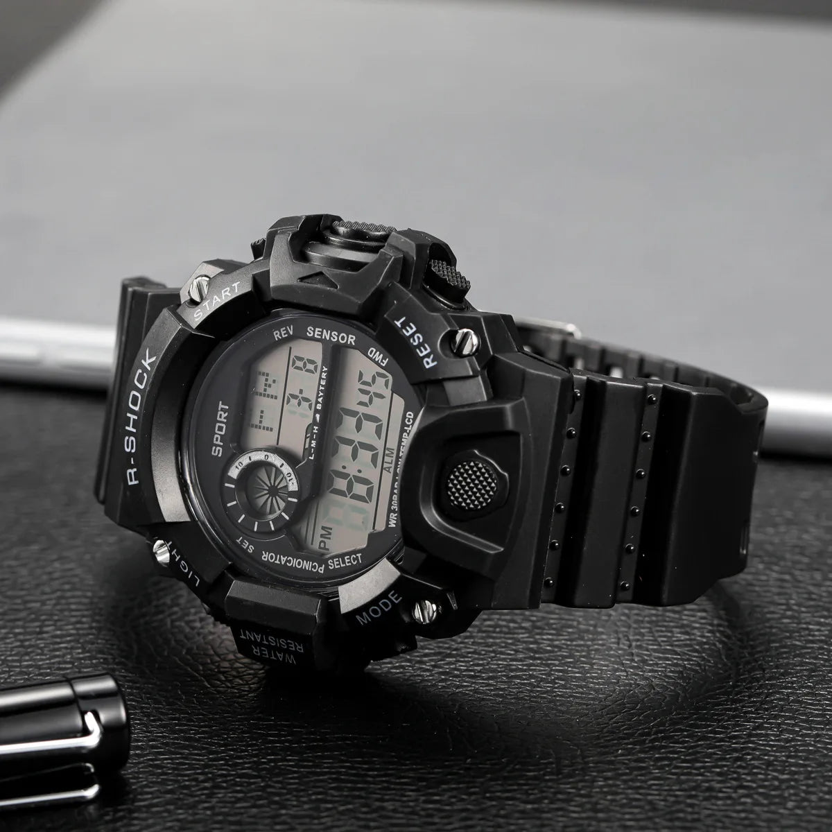 Fashion Men's Watch Sports Electronic Wristwatch Large dial Multifunctional Waterproof Luminous Alarm Kids Male's Military Watch Beauty World Shop