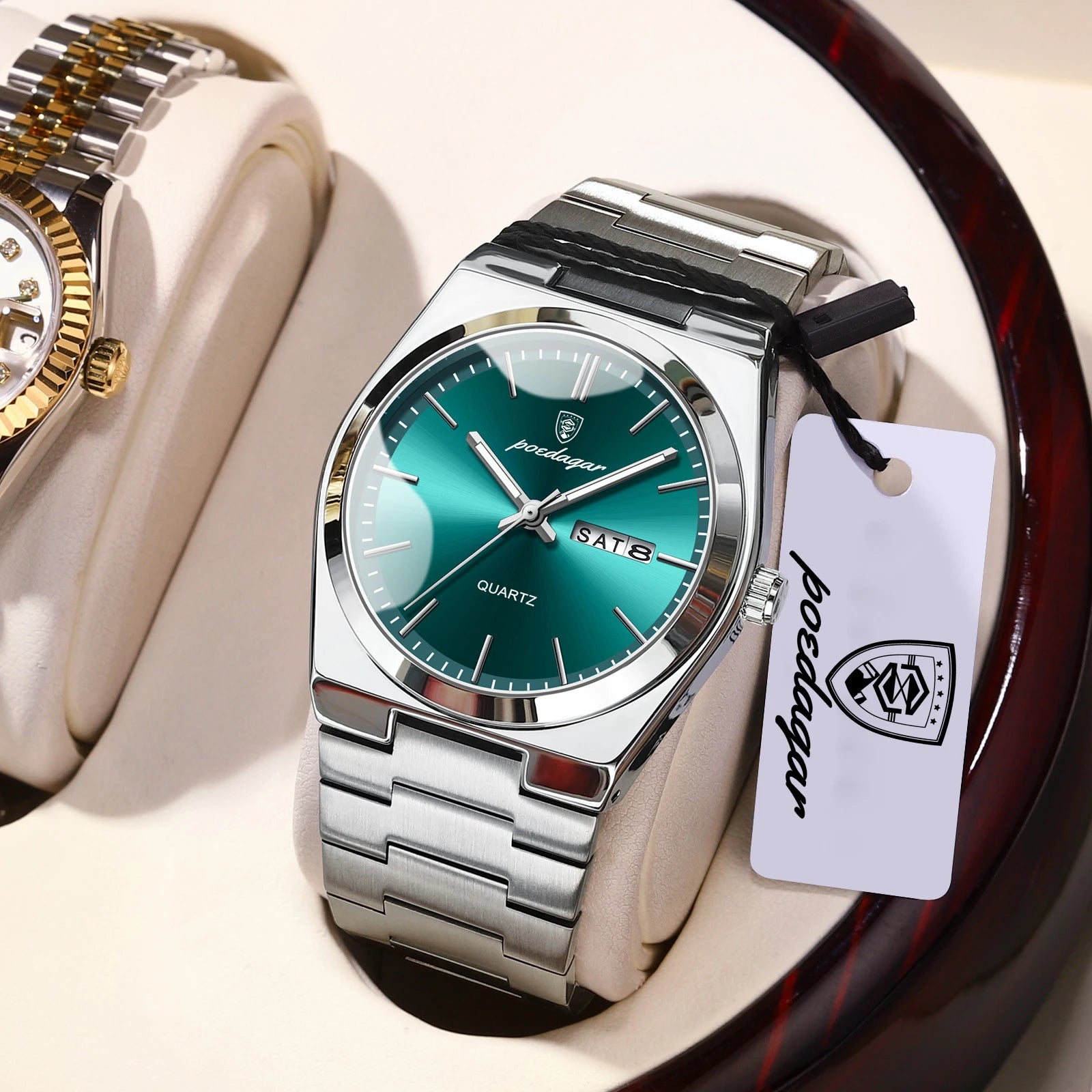 POEDAGAR Exquisite Business Men Watch Stainless Steel Waterproof Luminous Man Wristwatch Date Week Classic Men's Quartz Watches Beauty World Shop