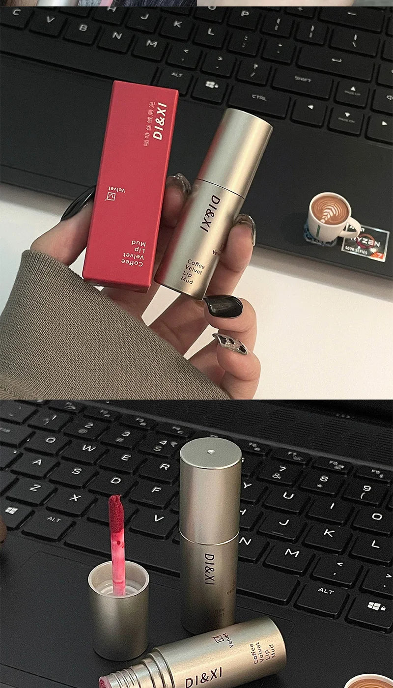 DIXI Mini Silver Tube Matte Lip Glaze — Velvet Finish, Skin-Enhancing, Versatile Low-Saturation Latte Shade Beauty Trend Shop
