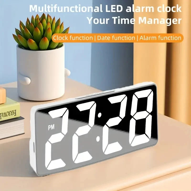 Latest Digital Clock LED Alarm Clock Bedroom Electronic Desktop Clock With Temperature Display Adjustable Brightness 12/24 Hours Beauty World Shop