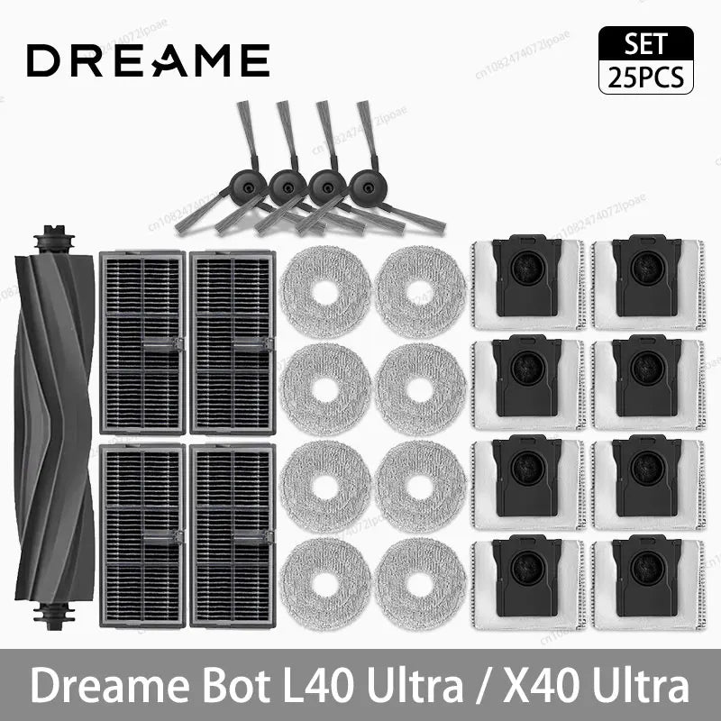 Dreame L40 Ultra / X40 Ultra Vacuum Cleaner Replacement Accessories Main Side Brush HEPA Filter Mop Cloths Dust Bag Spare Parts Beauty World Shop