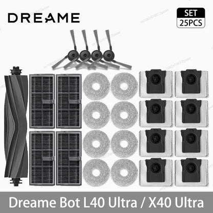 Dreame L40 Ultra / X40 Ultra Vacuum Cleaner Replacement Accessories Main Side Brush HEPA Filter Mop Cloths Dust Bag Spare Parts Beauty World Shop