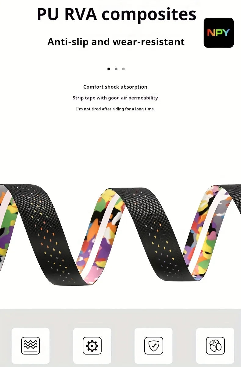 NPY2026 Road Bike Cycling Bar Colorful Tape Bicycle Handle Belt Cork EVA  Damping AntiVibration Tape Wrap With 2 Plug Fixed Gear Beauty World Shop
