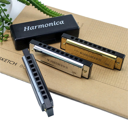 Miwayer 10 Holes Harmonica Key of C ,  Colorful Metal Shell  with Case for Beginner Students Kids Gift with Case Beauty World Shop