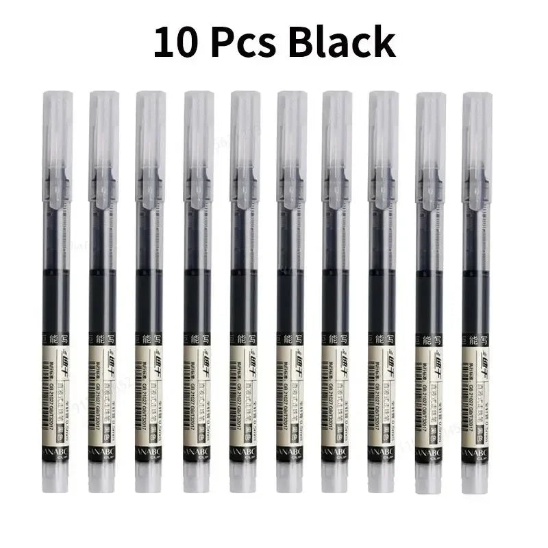 10Pcs High Quality Needle Type Gel Pen Straight Liquid Ballpoint Pens Perfect Kawaii Stationery for School/Office Writing Supply Beauty World Shop