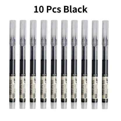 10Pcs High Quality Needle Type Gel Pen Straight Liquid Ballpoint Pens Perfect Kawaii Stationery for School/Office Writing Supply Beauty World Shop