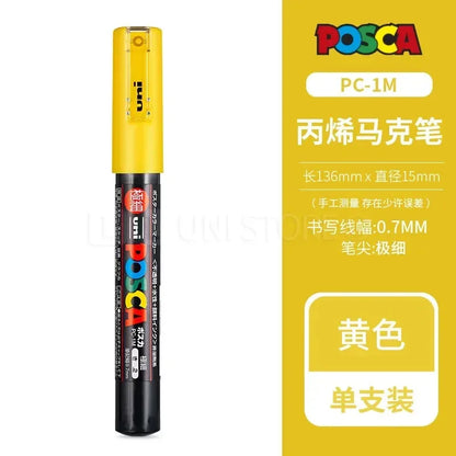 Uni Posca Full Marker PC-1M 3M 5M Multi-Colours Acrylic Permanente Rotulador Poster Graffiti Painting Pen For Fabric Rock Metal Beauty World Shop