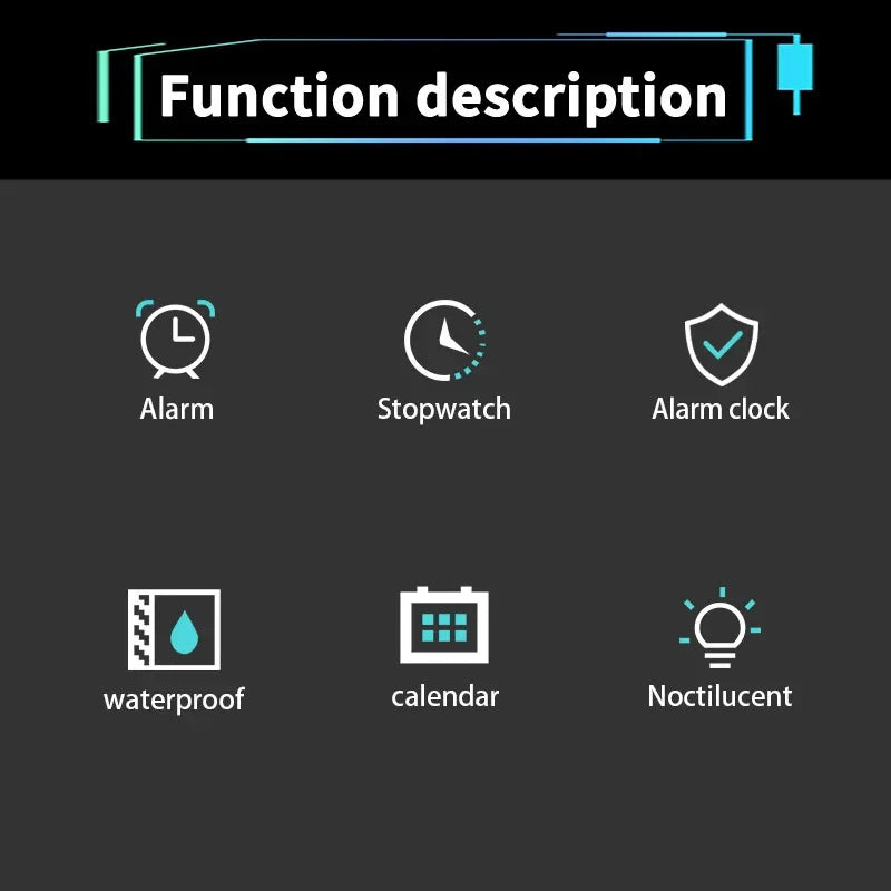 YIKAZE Men's Sports Watch Waterproof Man Sport Watches Multifuction LED Digital Military Watch Alarm Clock Electronic Wristwatch Beauty World Shop