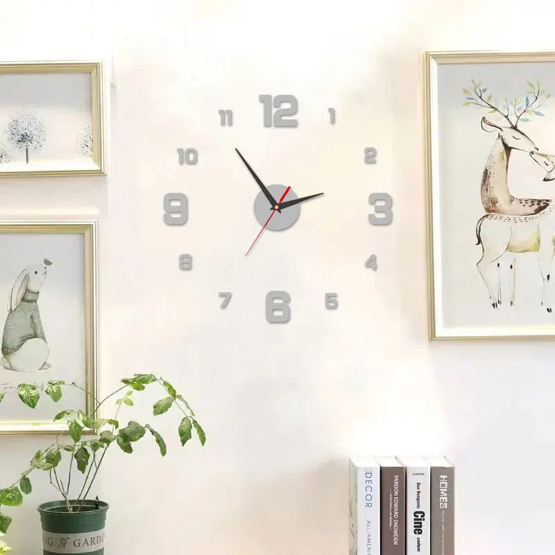 3D Creative Frameless DIY Wall Hanging Clock Wall Stickers Home Mute Digital Clock Living Room Office Wall Decoration Beauty Fashion