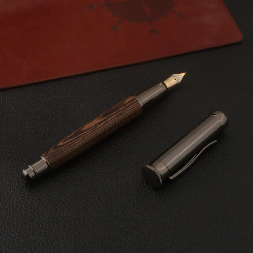 1pc wood Fountain Pen Tiger skin pattern Gun Grey Stationery Office School Supplies new ink pen Beauty World Shop