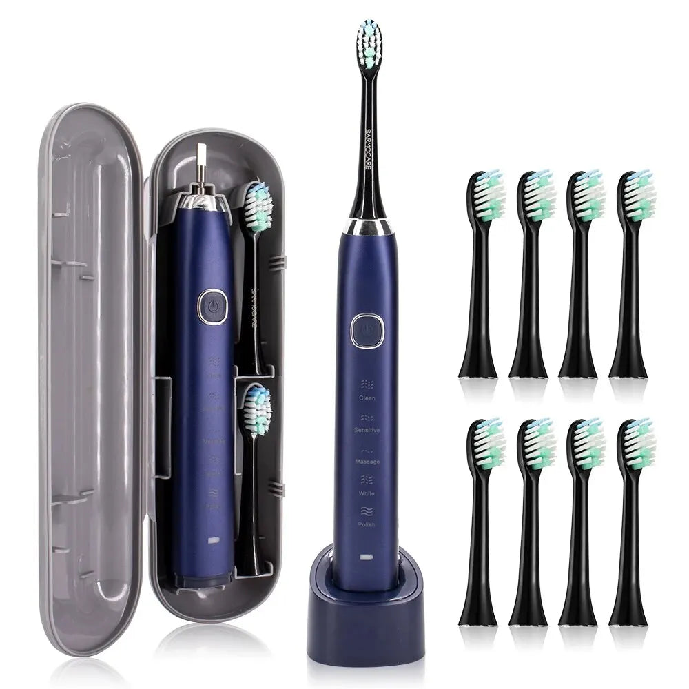 Sonic Electric Toothbrush Smart Ultrasonic Dental Teeth Whitening Rechargeable Adult Tooth Brush Sarmocare S100 With8 Brush Head Beauty World Shop