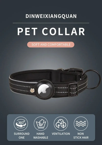 AirTag Dog Collar Reflective Dog Collar Padded Dog Collars AirTag Holder Case Adjustable Pet Collar for Small Medium Large Dogs