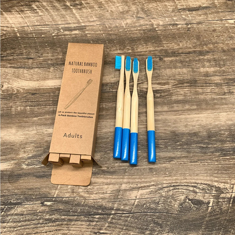 10pcs Round Handle Adult & Children Natural Eco Friendly Travel Tooth Teeth Brush Bamboo Toothbrush With Medium Hard Bristlesth Beauty World Shop
