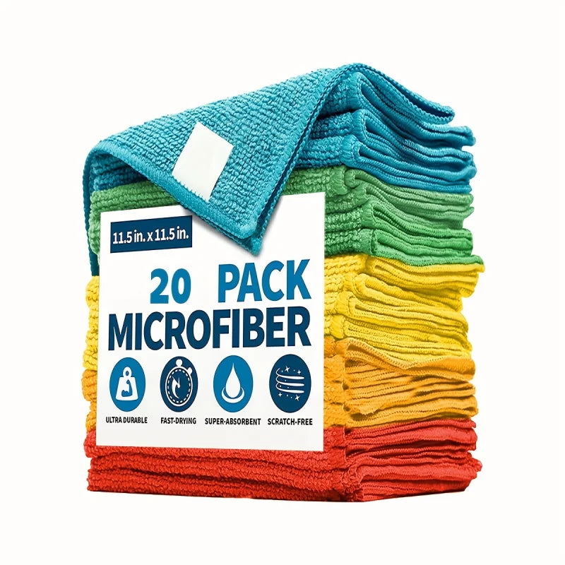 Microfiber Cleaning Cloths - Polyester, multi-surface streak-free. For outdoor, bathroom, kitchen, patio. Super absorbent, versa Beauty World Shop